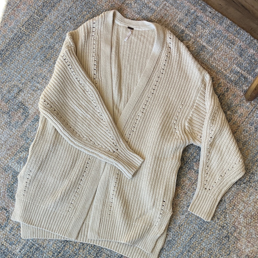 Free People thick oversized Cozy Cream Knit Sweater